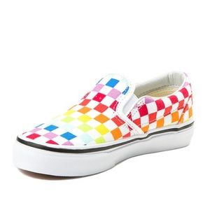 VANS | Kids Rainbow Checkered Loafers  Slip On Casual Sneaker Shoes 3